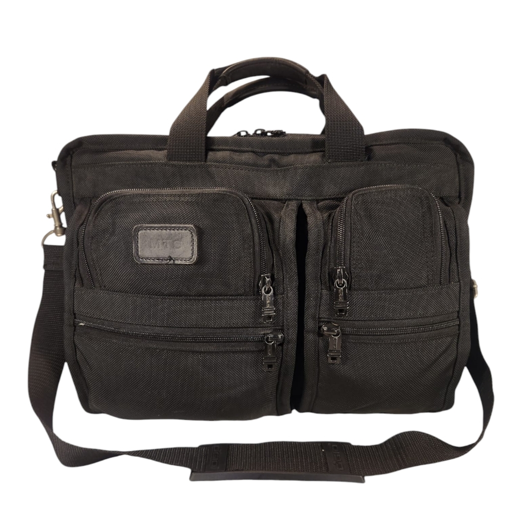 TUMI ALPHA NYLON BLACK  BRIEFCASE MESSENGER BAG SIZE 17X5X12
